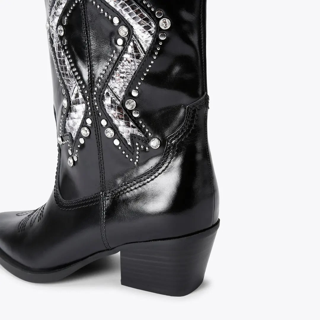 KURT GEIGER Stivale Texano Donna RODEO BOW COWBOY-Black