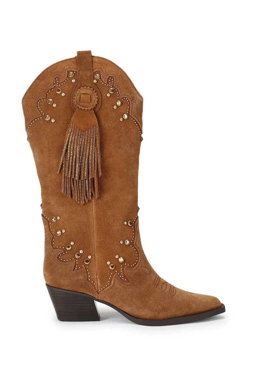 KURT GEIGER Stivale Texano Donna OXFORD WESTERN TASSEL-Brown