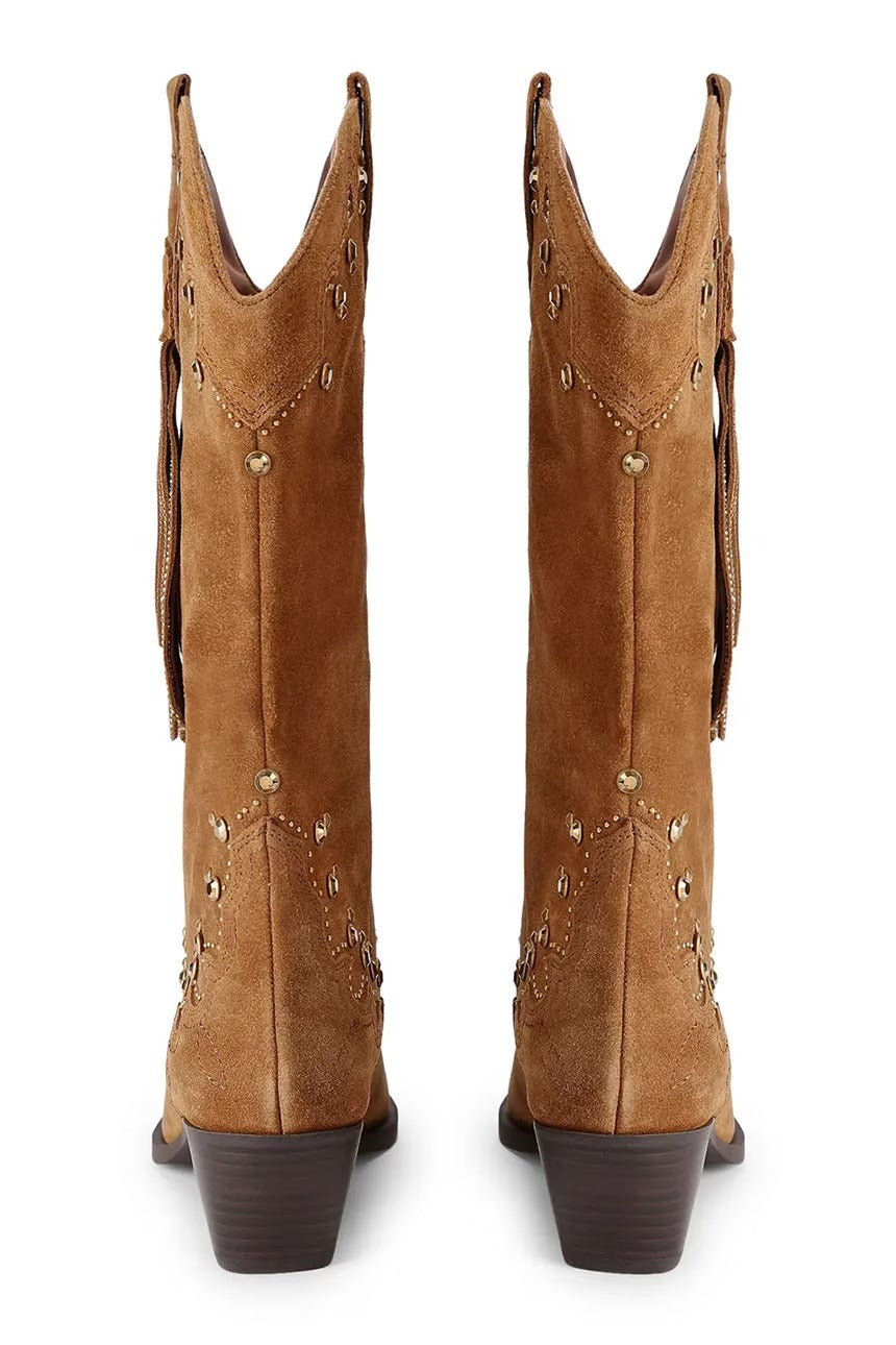KURT GEIGER Stivale Texano Donna OXFORD WESTERN TASSEL-Brown