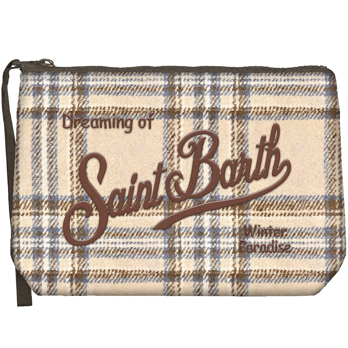 MC2 SAINT BARTH Pochette ALINE WOOL-Tartan Beige/Marrone