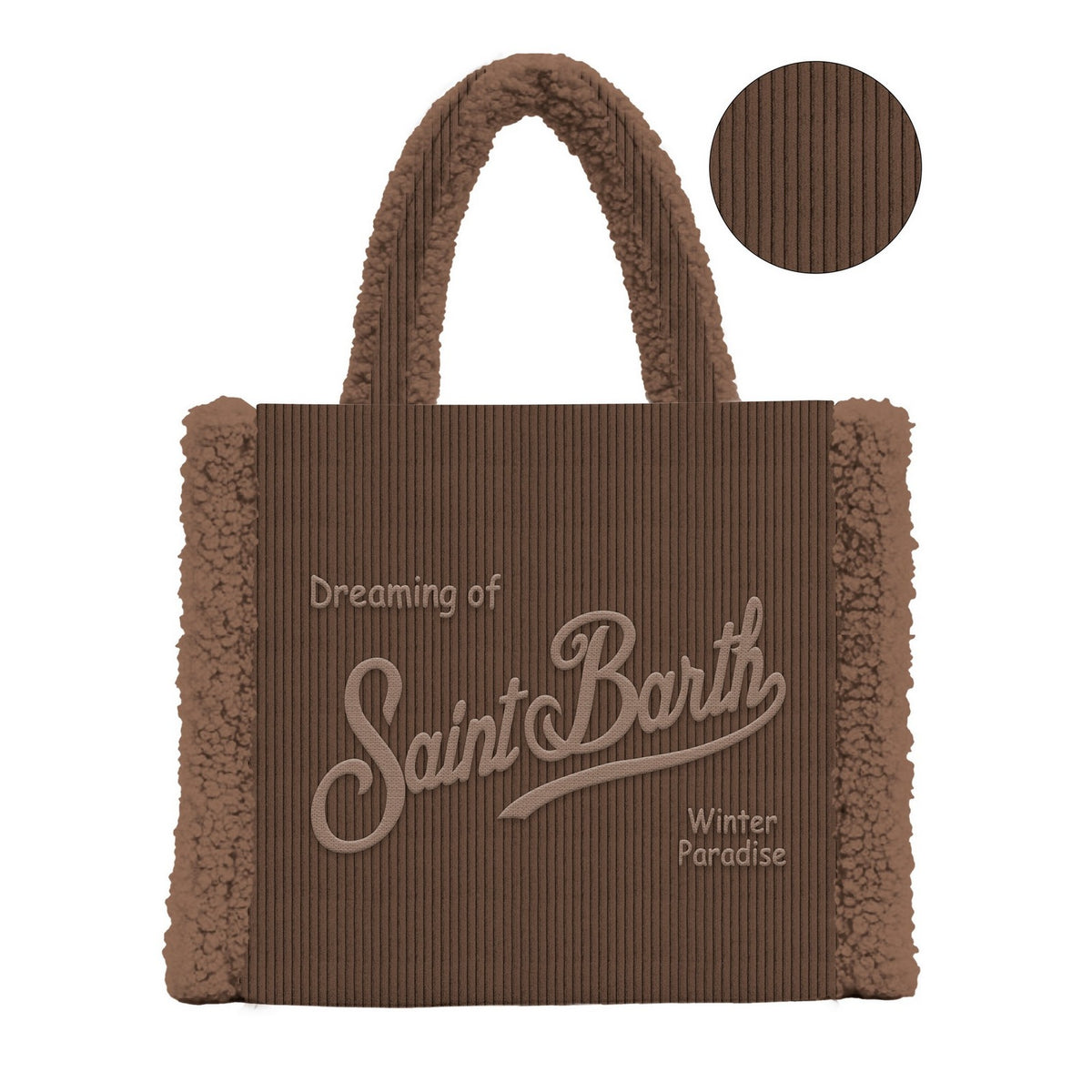 MC2 SAINT BARTH Borsa COLETTE SHEARLING-Corduroy Marrone