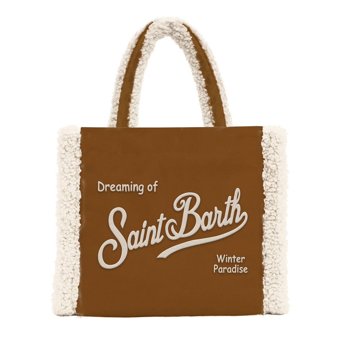 MC2 SAINT BARTH Borsa COLETTE SHEARLING-Marrone/Panna