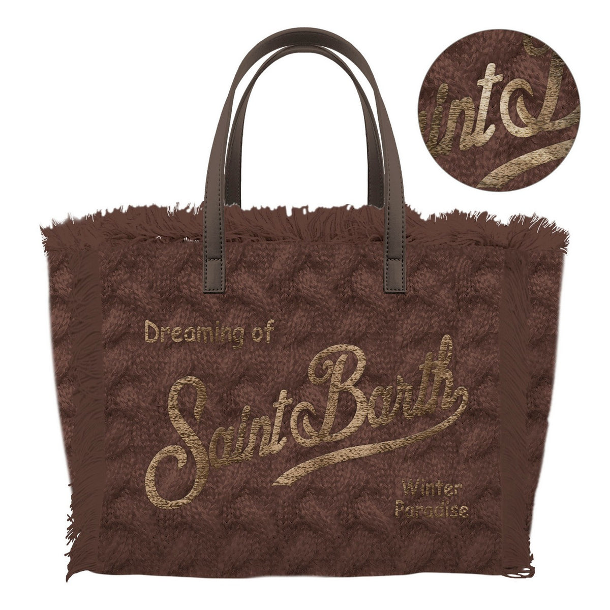 MC2 SAINT BARTH Borsa COLETTE WOOL BRAID N-Marrone