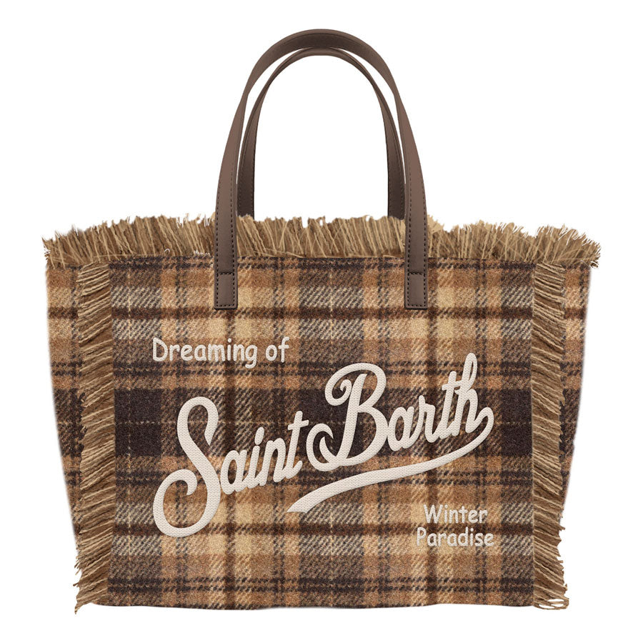 MC2 SAINT BARTH Borsa COLETTE WOOL N-Tartan Marrone/Beige