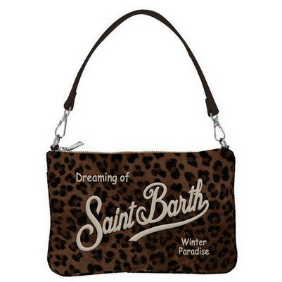 MC2 SAINT BARTH Pochette PARISIENNE MINI FELT-Leopard Marrone