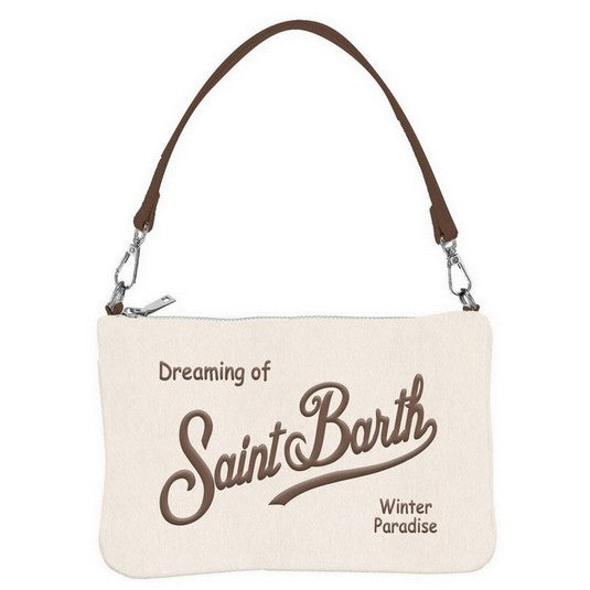 MC2 SAINT BARTH Pochette PARISIENNE MINI FELT-Panna/Marrone