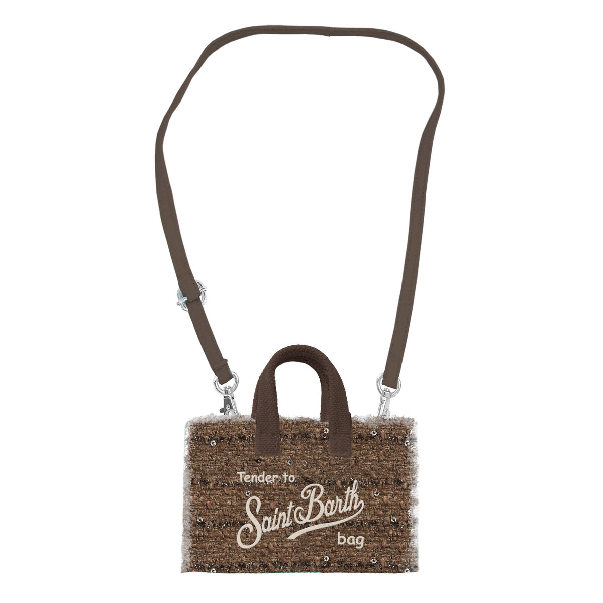 MC2 SAINT BARTH Borsa PHONE BAG TWEED-Marrone