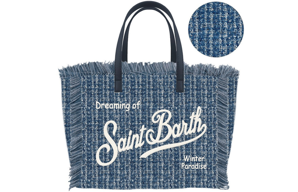 MC2 SAINT BARTH Borsa VANITY MINI TWEED N-Blu Avio
