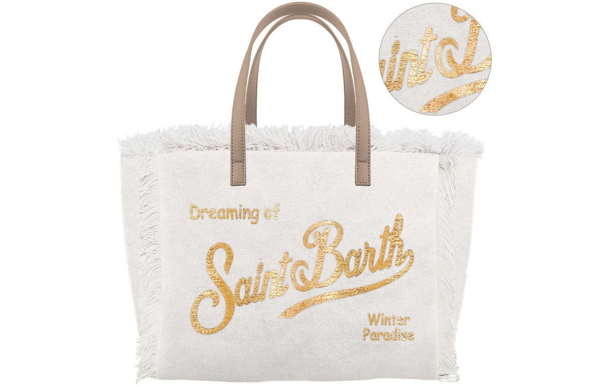 MC2 SAINT BARTH Borsa VANITY MINI VELVET N-Panna/Oro