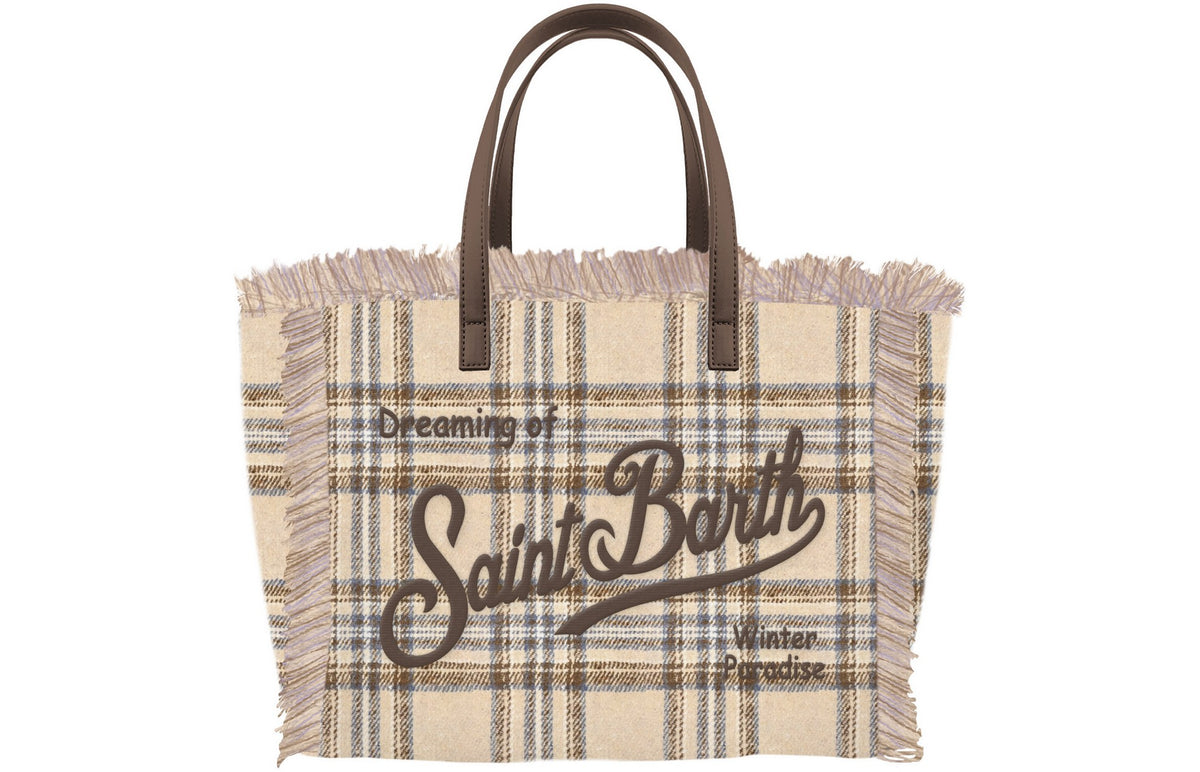 MC2 SAINT BARTH Borsa VANITY MINI WOOL N-Tartan Beige/Marrone