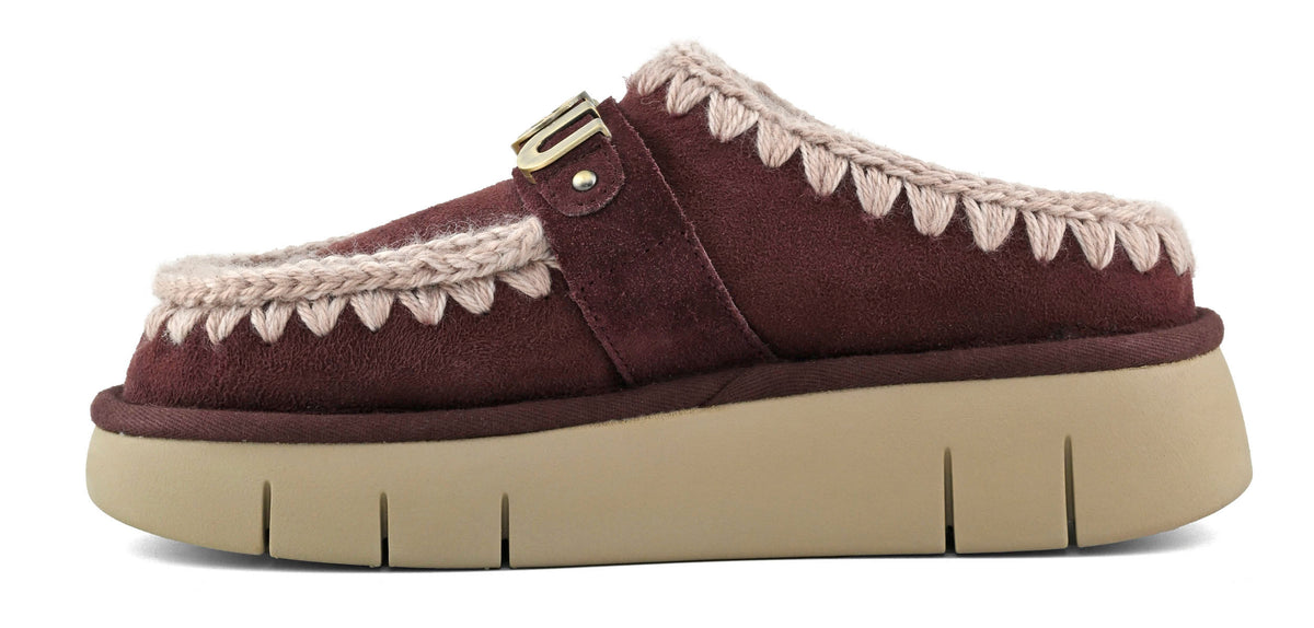 MOU Ciabatta Donna Bounce Clog Metal Logo-Cabernet