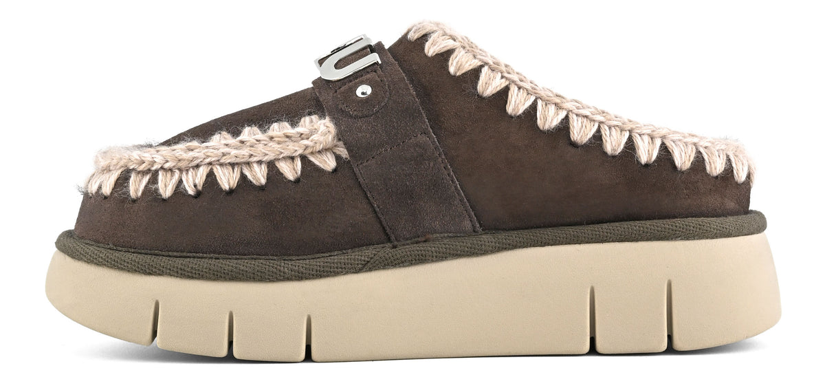 MOU Ciabatta Donna Bounce Clog Metal Logo-Mocha