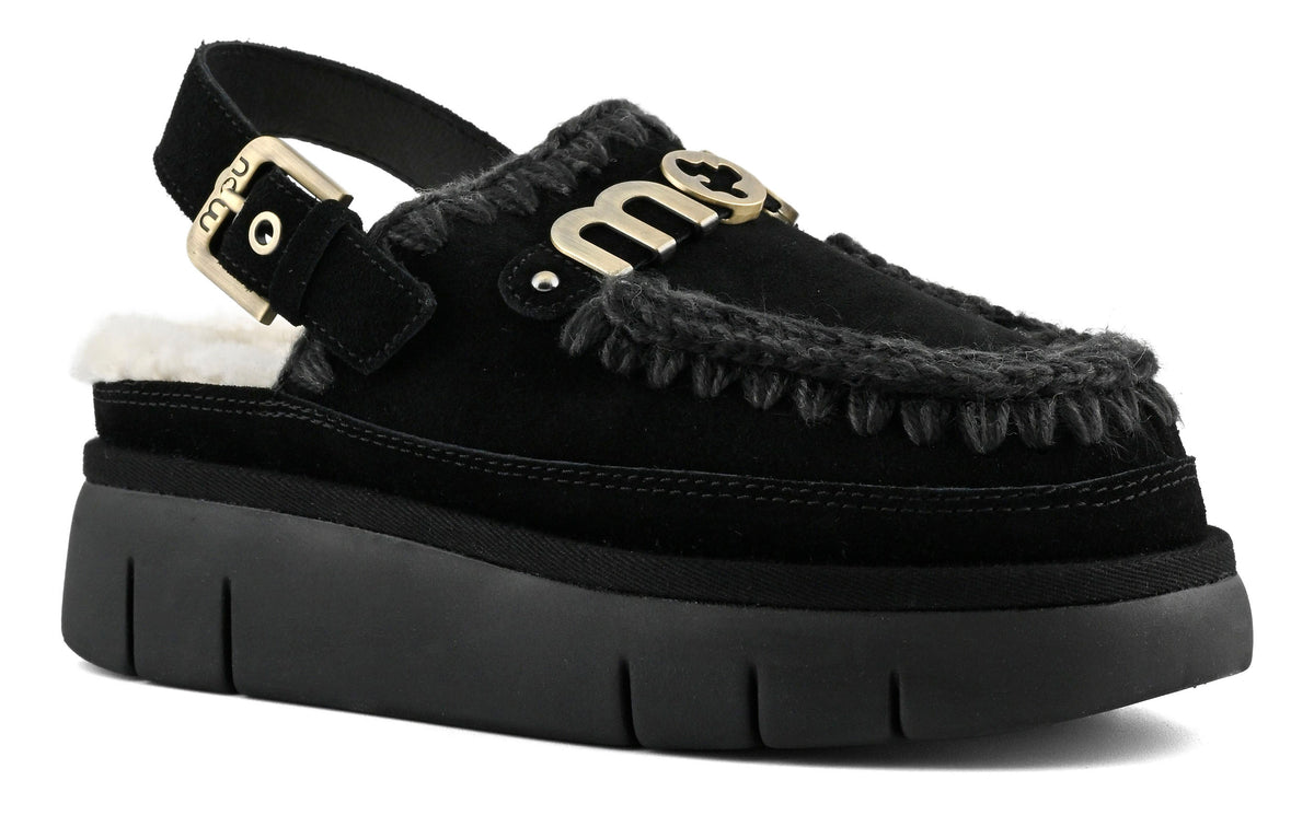 MOU Sabot Donna Bounce Clog Back Strap-Black