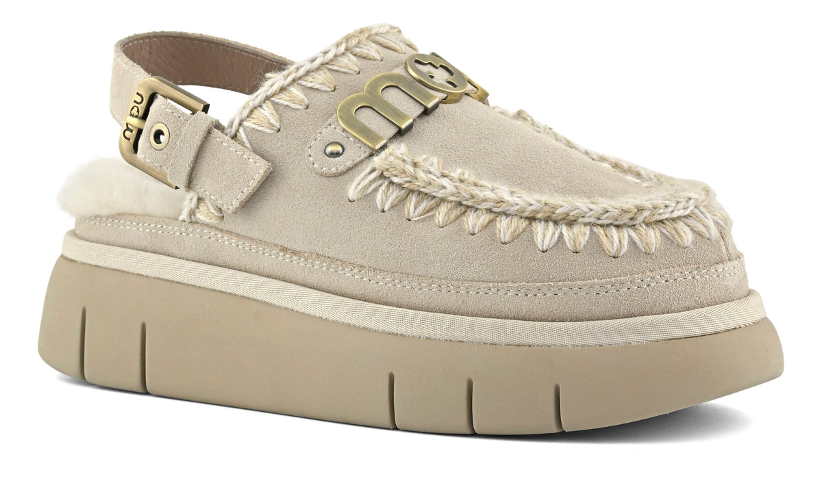 MOU Sabot Donna Bounce Clog Back Strap-Chalk