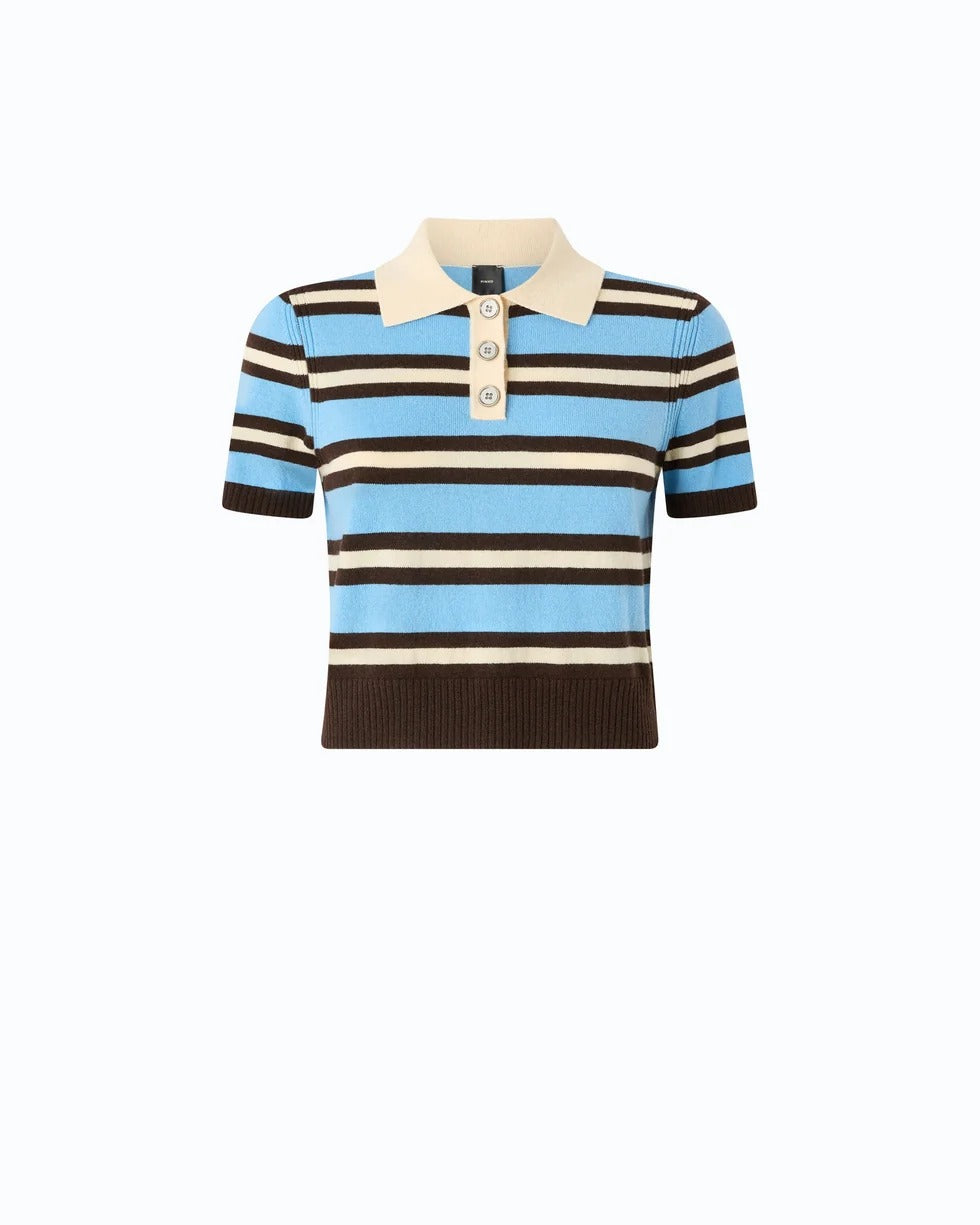 PINKO Polo GORGONA-Azzurro/Marrone