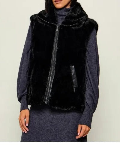 PINKO Gilet GLOSSINA Ecopelliccia-Nero