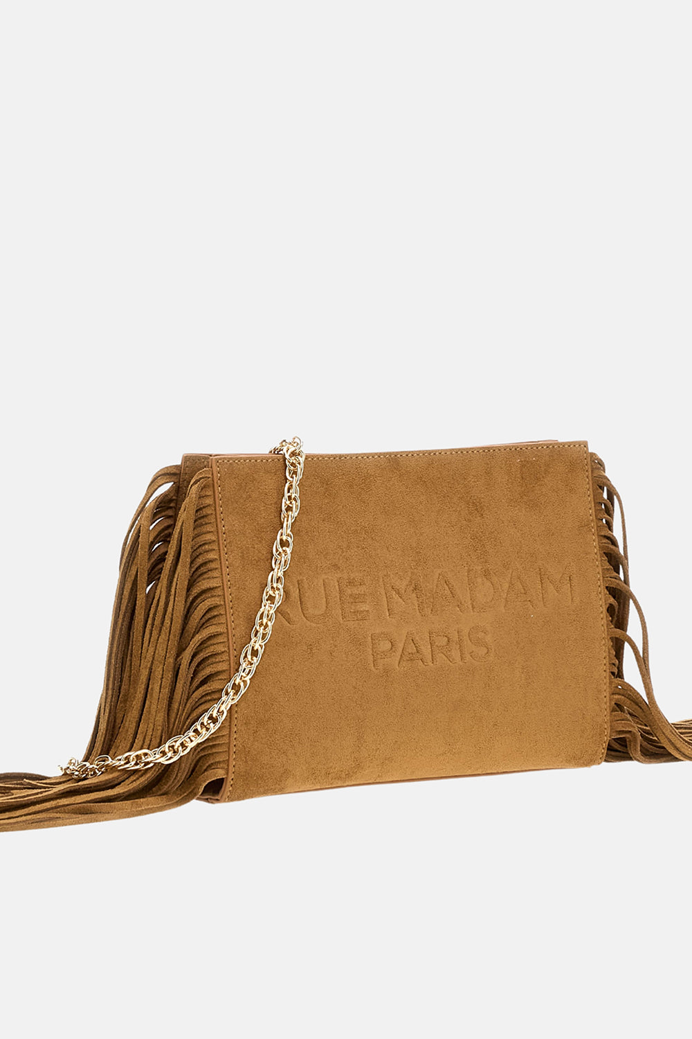 RUE MADAM Borsa CANYON CLUTCH FRINGES-Cognac