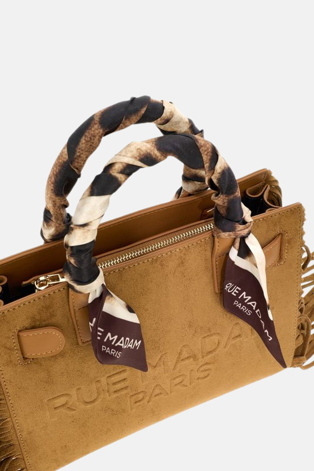 RUE MADAM Borsa CANYON MINI TOTE FRINGES-Cognac