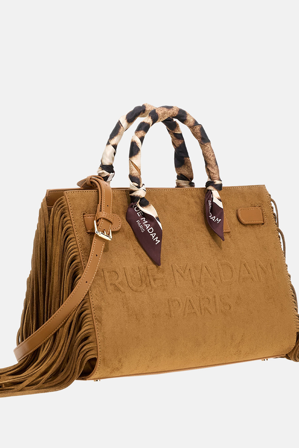 RUE MADAM Borsa CANYON TOTE FRINGES-Cognac