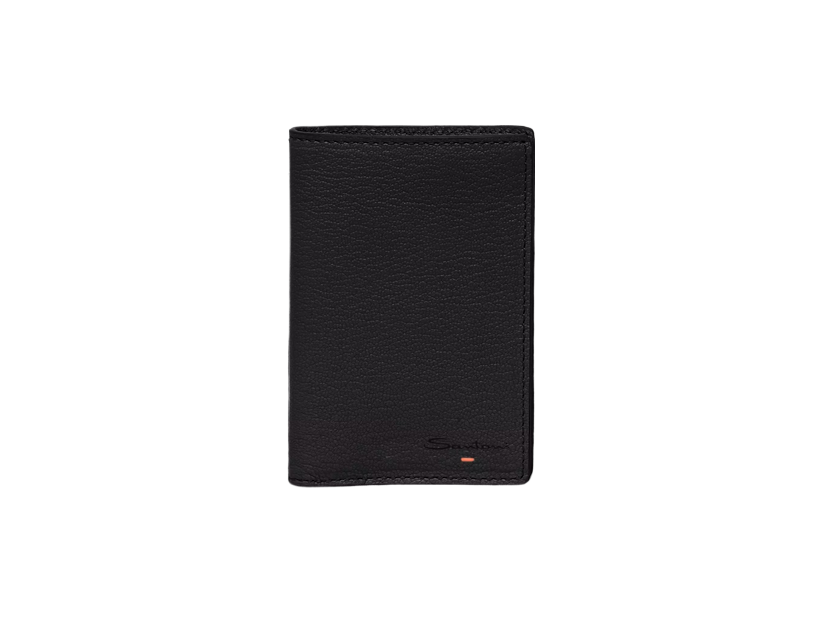 SANTONI Custodia Passaporto Pelle Martellata-Nero