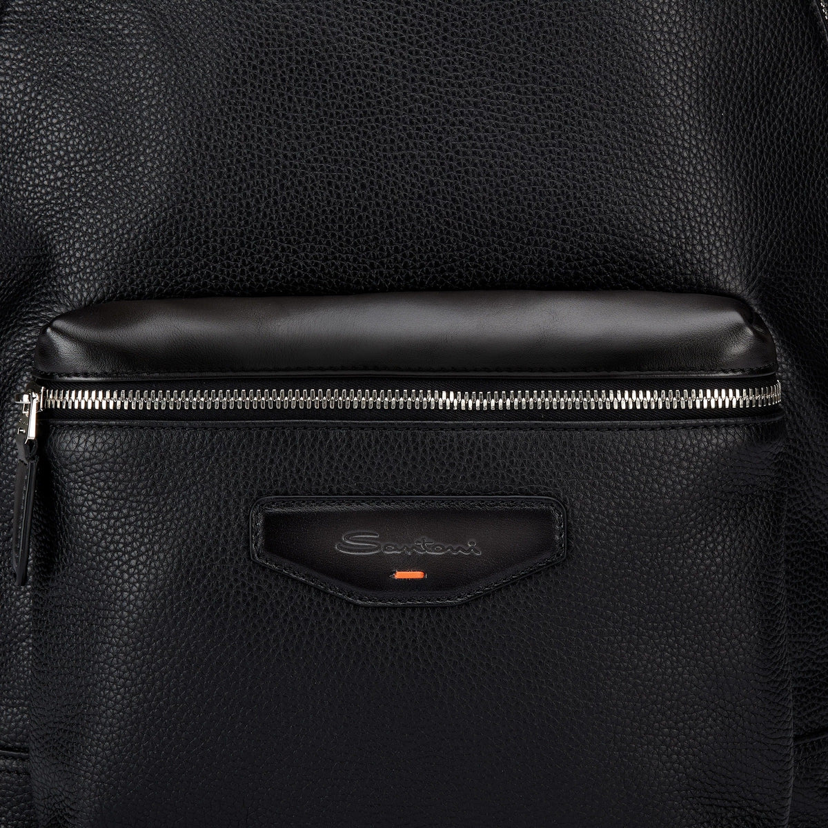 SANTONI Zaino Pelle Martellata-Nero Fumo