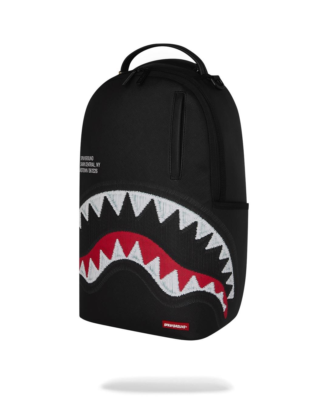 SPRAYGROUND Zaino SHARK CENTRAL EMBROIDERED-Nero