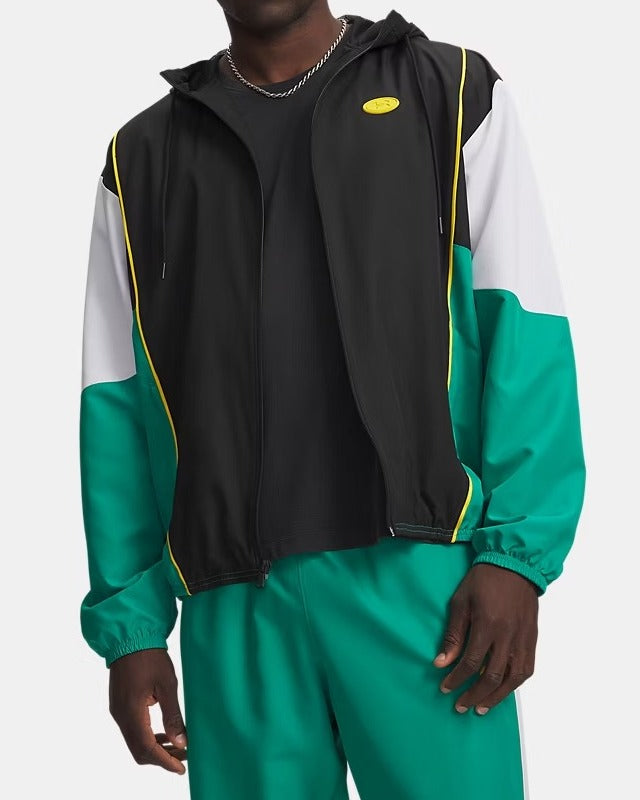 UNDER ARMOUR Giacca Uomo RIVAL WOVEN COLORBLOCK-Ultimate Black/White/Zeppelin Yellow