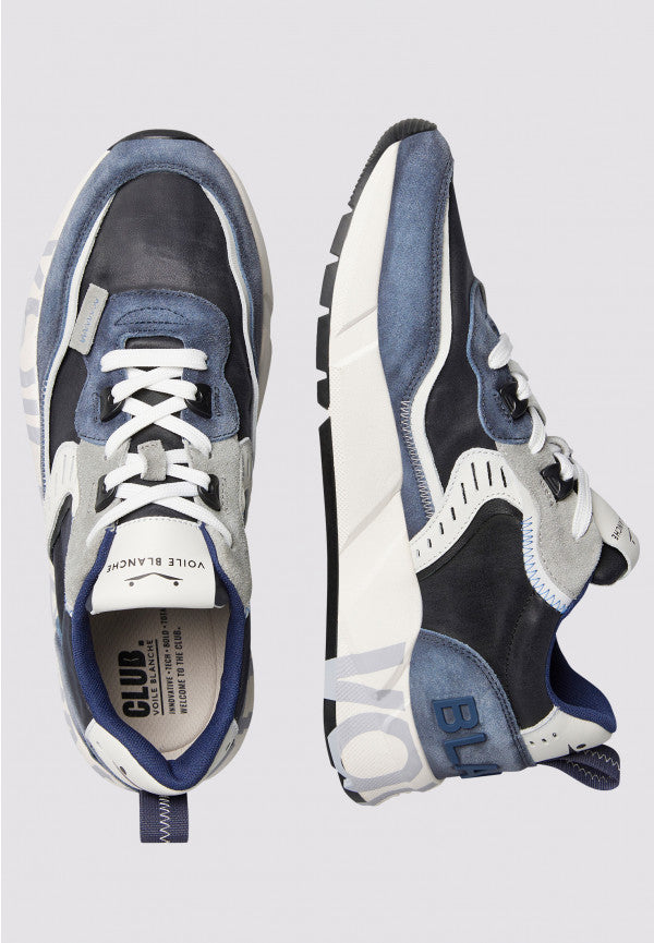 VOILE BLANCHE Sneaker Uomo Club01-Blu/Azzurro