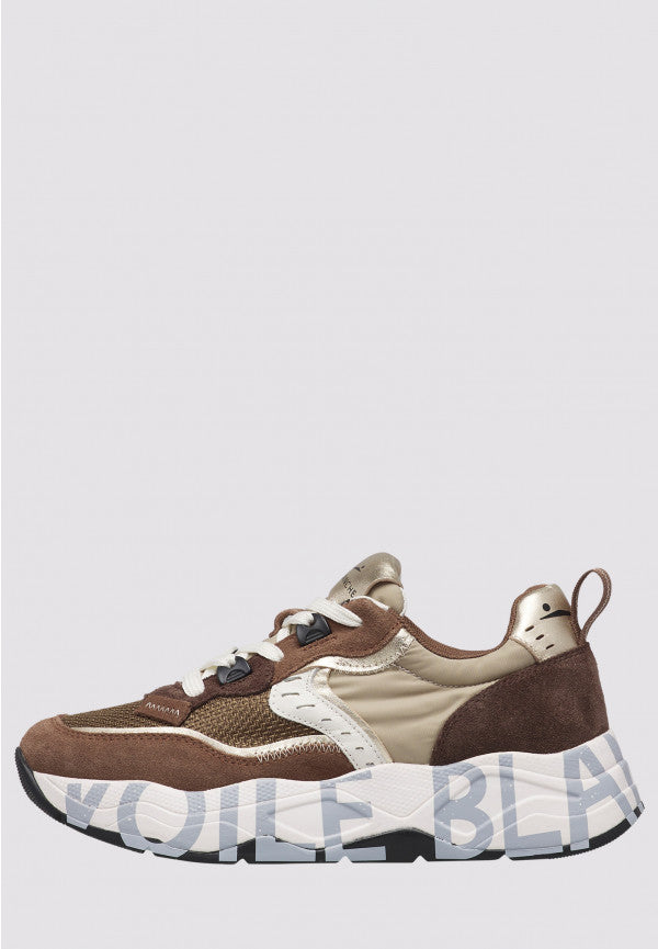 VOILE BLANCHE Sneaker Donna Club 105-Cocoa/Beige