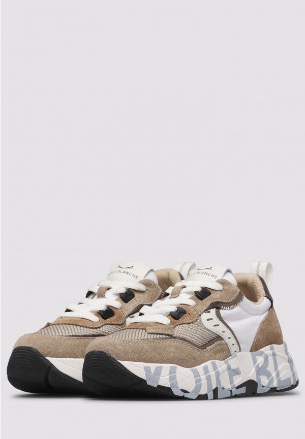 VOILE BLANCHE Sneaker Donna Club 105-Marrone Chiaro/Bianco