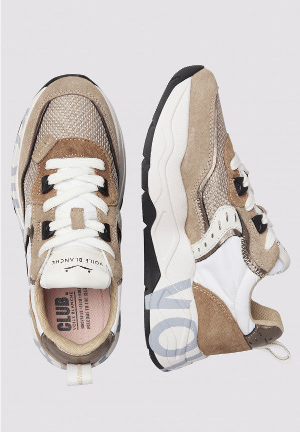 VOILE BLANCHE Sneaker Donna Club 105-Marrone Chiaro/Bianco