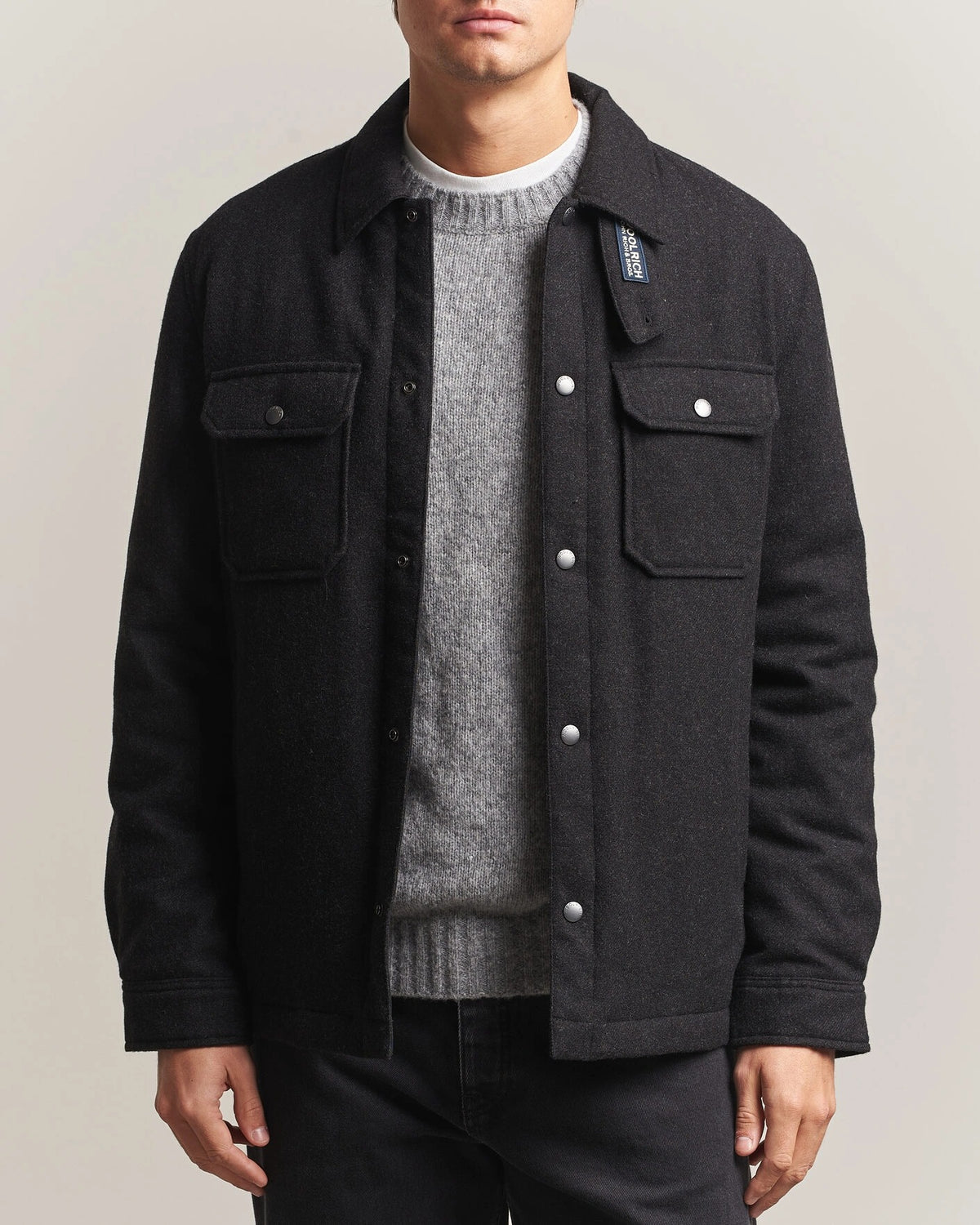 WOOLRICH Giacca Camicia Uomo WOOL ALASKAN-Faded Black