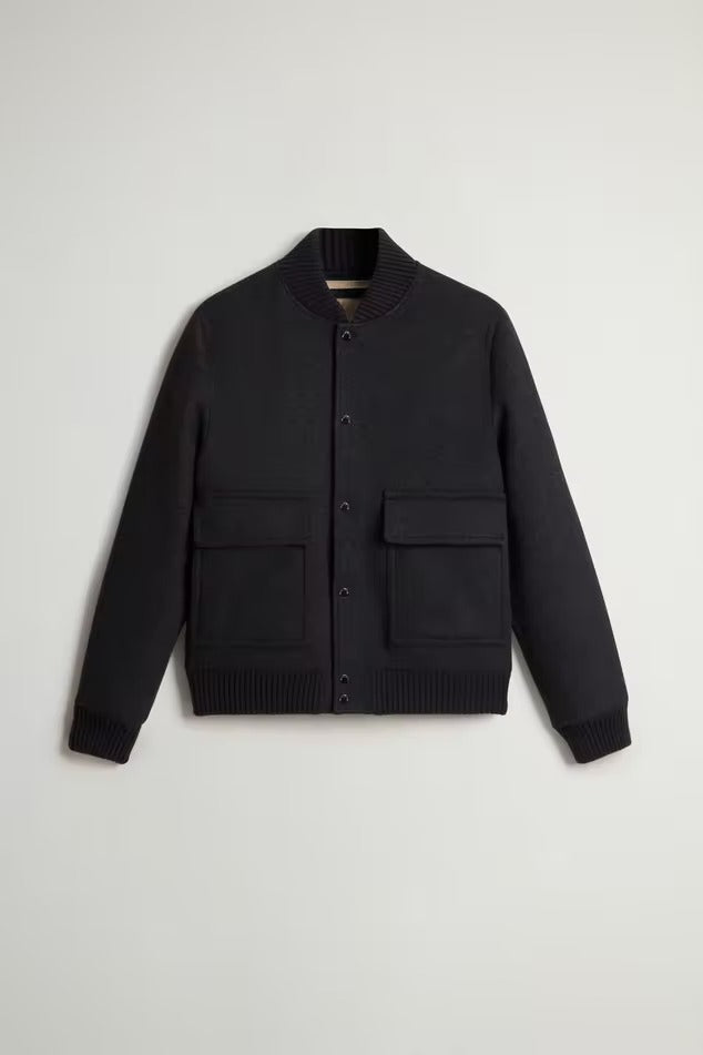 WOOLRICH Bomber Uomo TWILL WOOL MILES-Dark Grey Melange