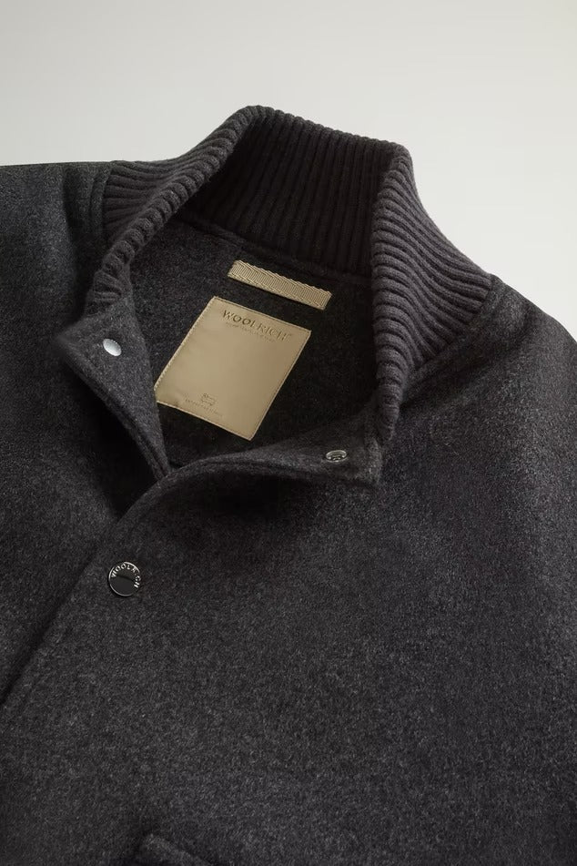 WOOLRICH Bomber Uomo TWILL WOOL MILES-Dark Grey Melange