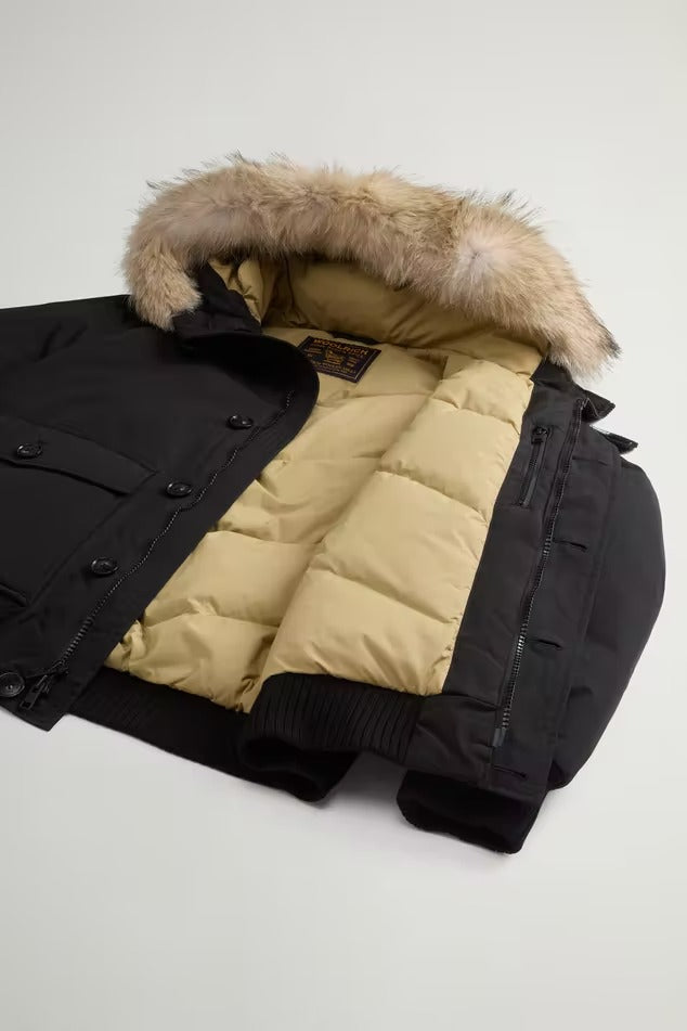 WOOLRICH Bomber Uomo POLAR DETACHABLE FUR-Black