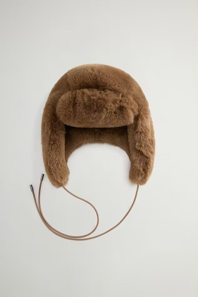 WOOLRICH Cappello Donna FAKE FUR ARCTIC-Dark Earth