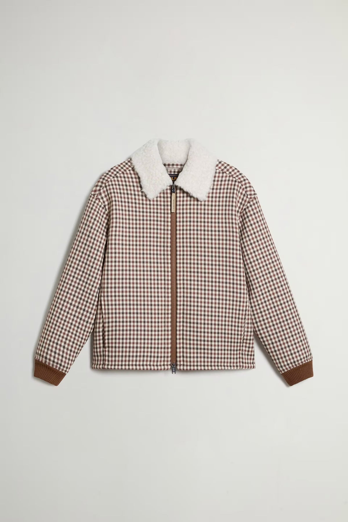 WOOLRICH Giacca Camicia DOnna CHECK SHERPA OVERSHIRT-Milky Cream