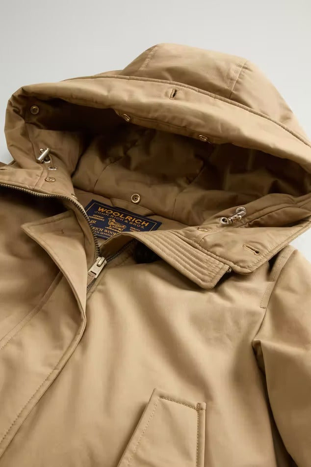 WOOLRICH Parka Donna BEST COTTON FAUX FUR SHORT-Gold Khaki