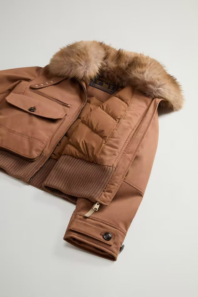 WOOLRICH Bonber Donna BEST COTTON FAUX FUR-Bison