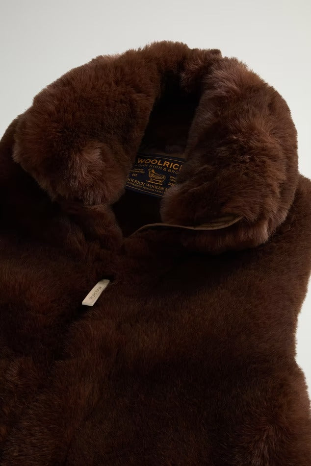 WOOLRICH Gilet Donna HYBRID CURLY-Dark Earth