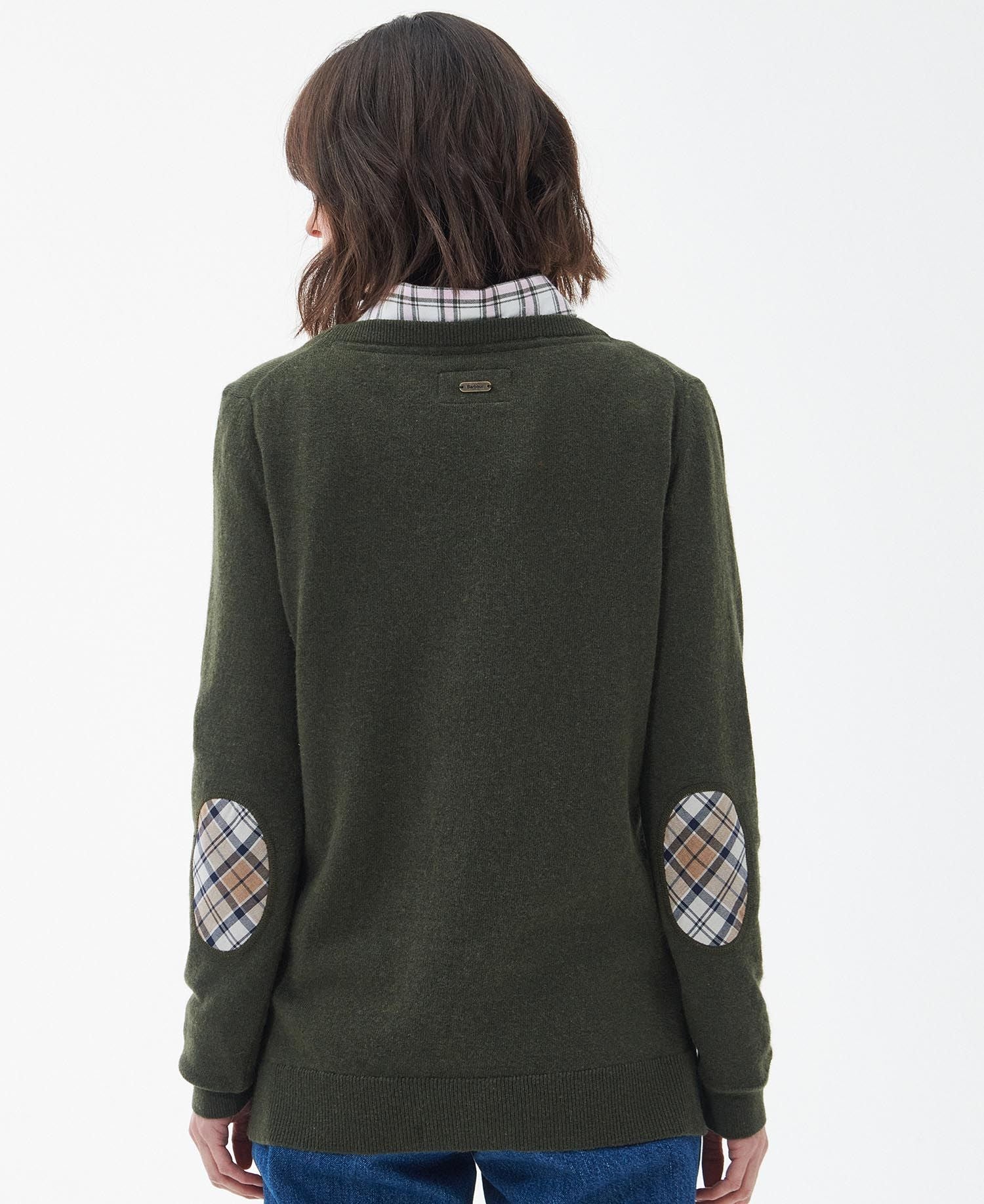 BARBOUR Maglione Donna Pendle Crew Knit LKN1075 Warm Olive/Fawn