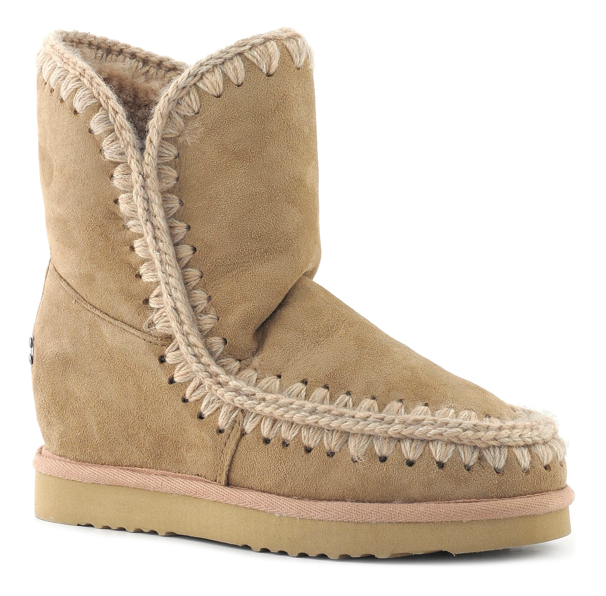 MOU Women's Ankle Boot Eskimo Inner Wedge Short Camel