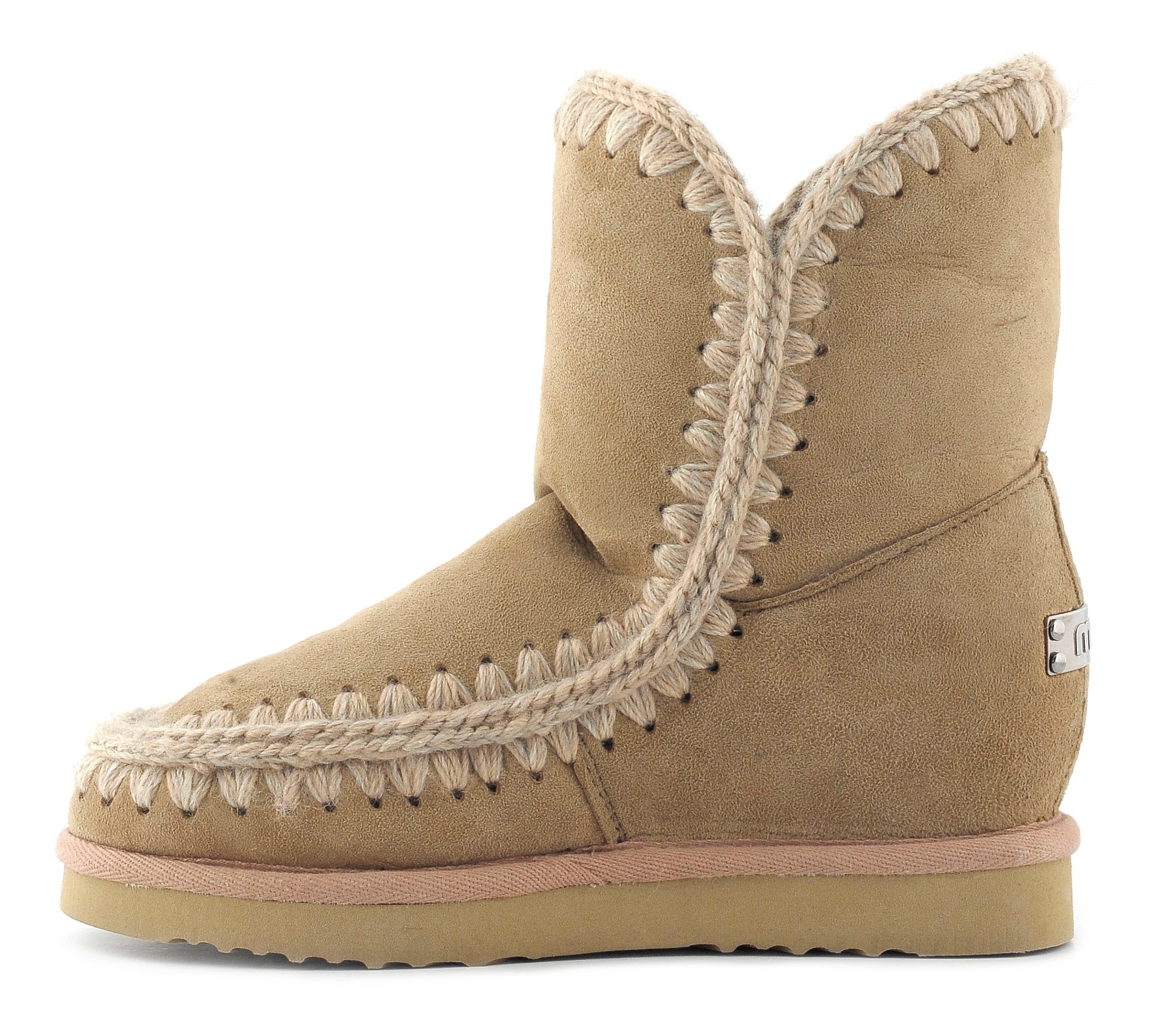 MOU Women's Ankle Boot Eskimo Inner Wedge Short Camel