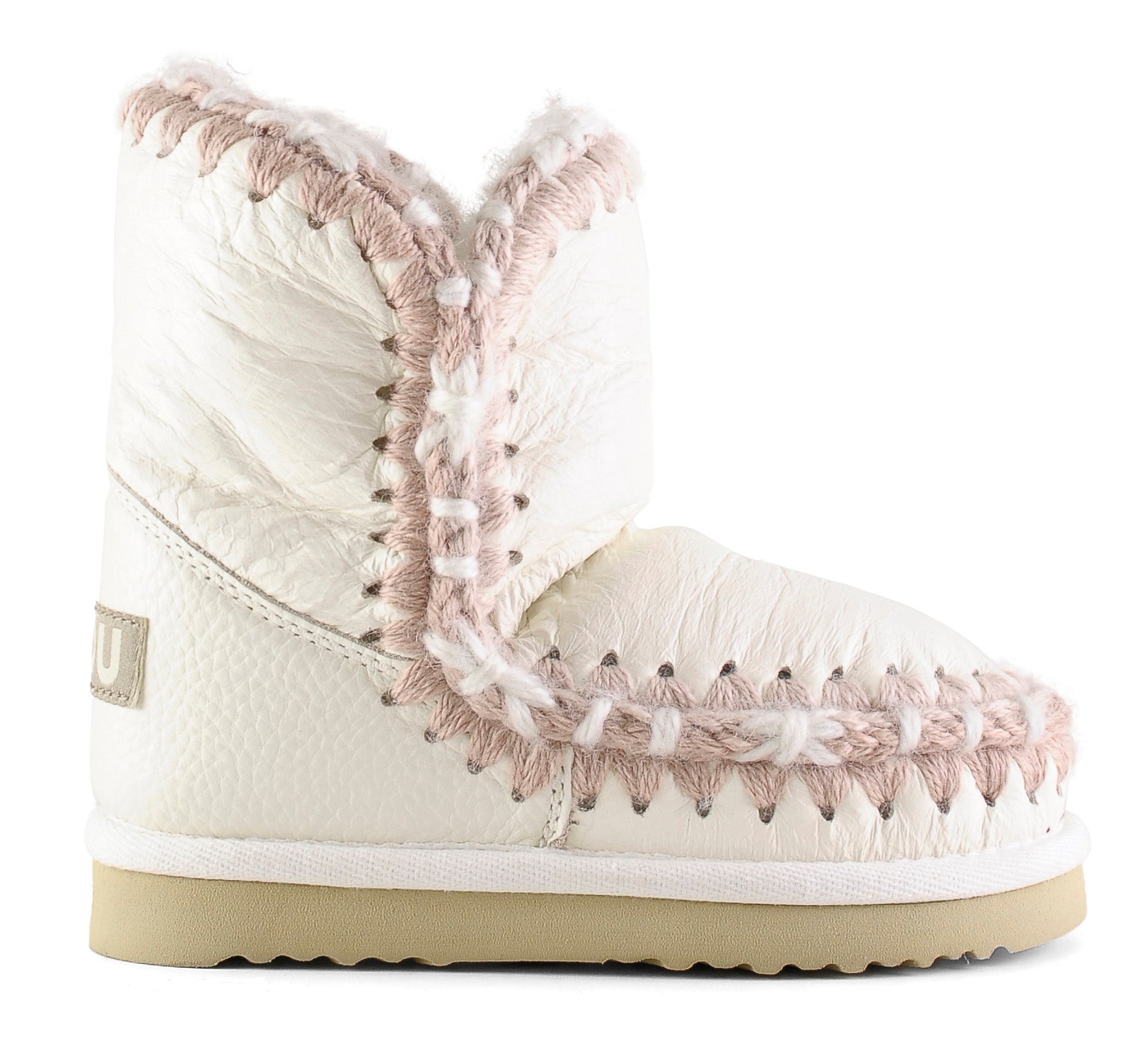 MOU Stivaletto Bambino Unisex Eskimo Kid Overstiching Waxi White