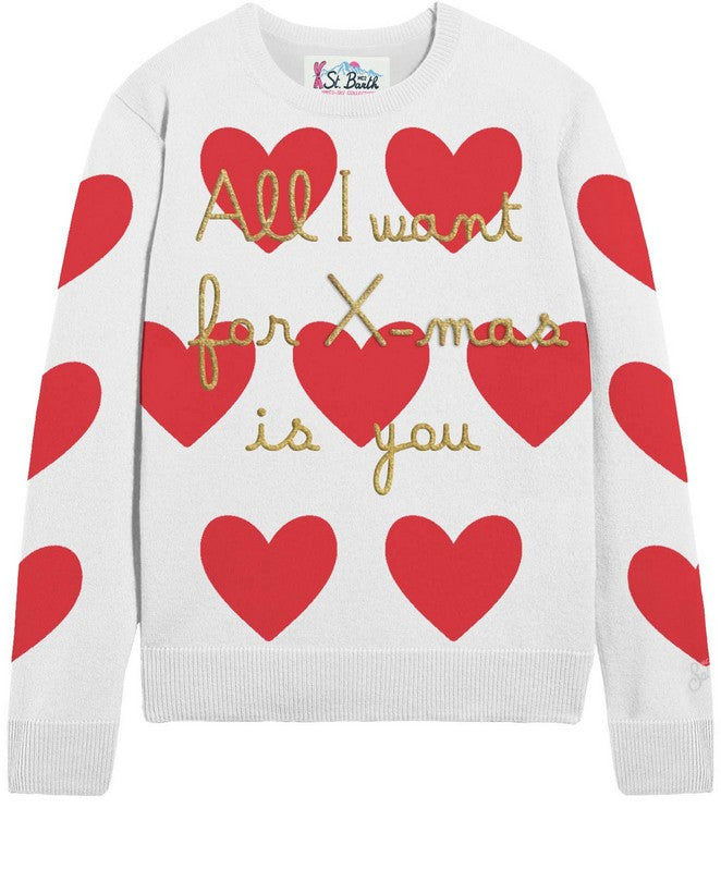 New Queen All I Want Wht. Women's Sweater