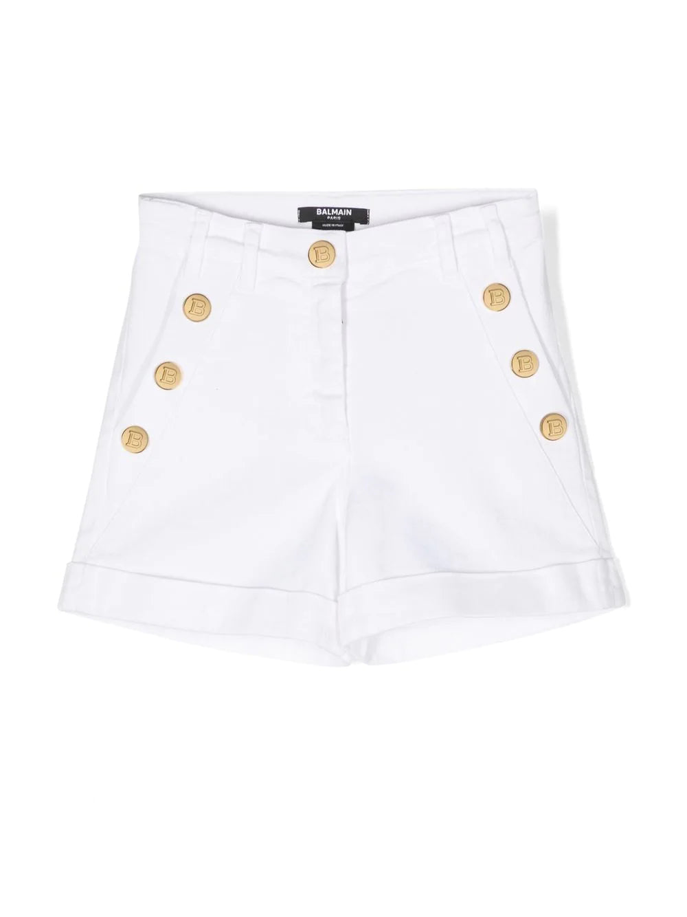 Balmain Kids Shorts bianchi con bottoni dorati