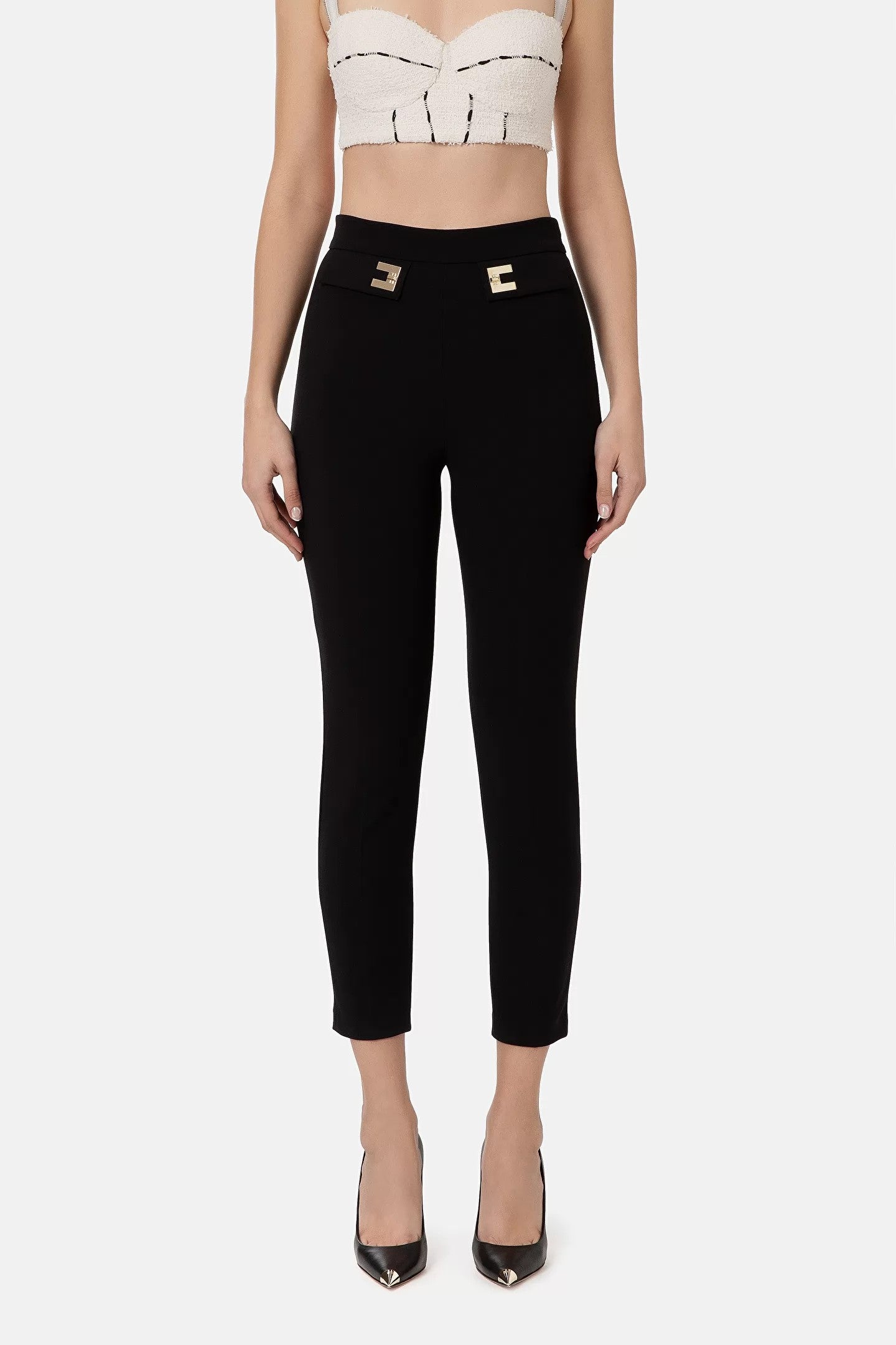 Elisabetta Franchi women's trousers in double stretch crepe Black