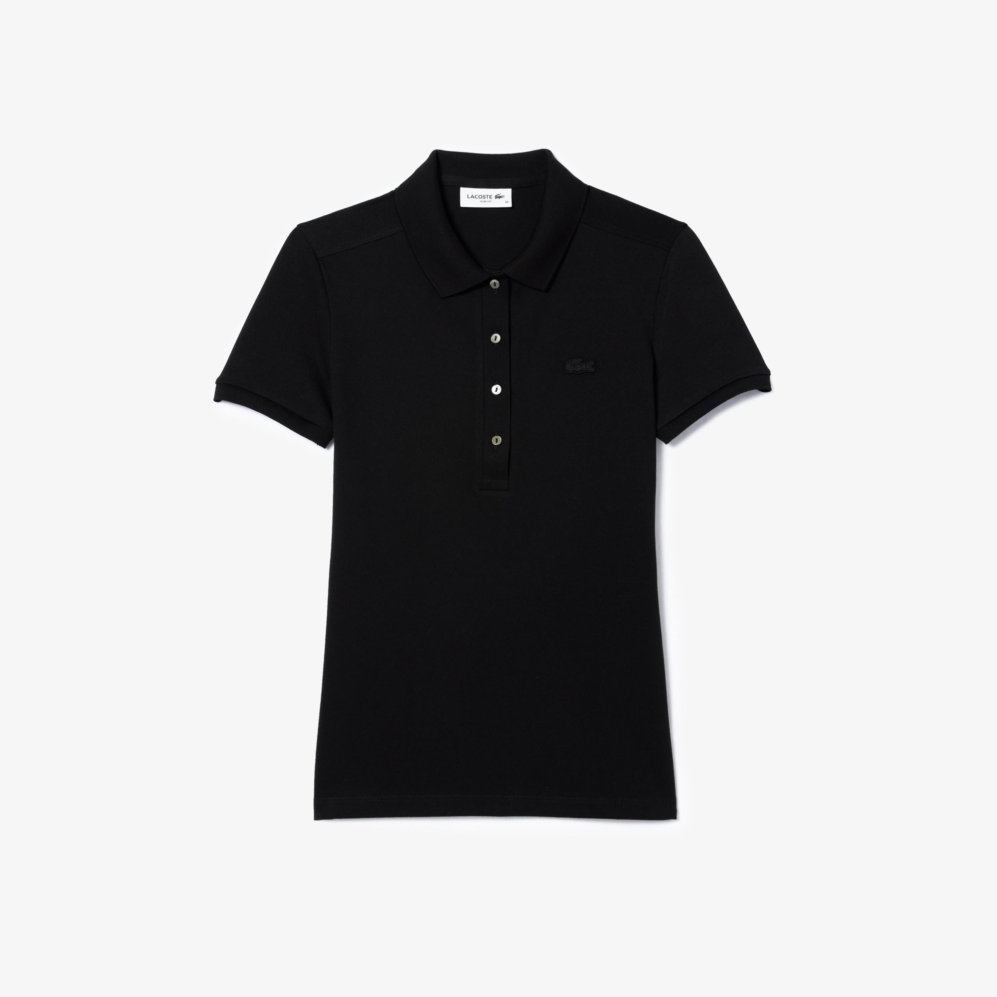 LACOSTE Polo Donna Piqué Slim Fit Nero