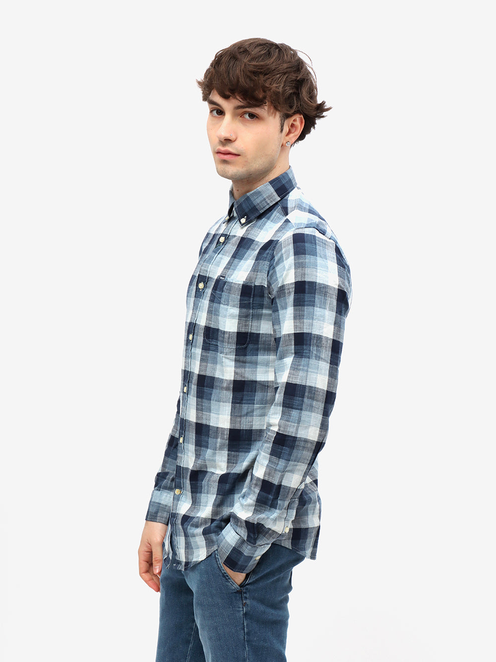 Barbour Camicia Uomo HILLROAD TAILORED SHIRT-Navy