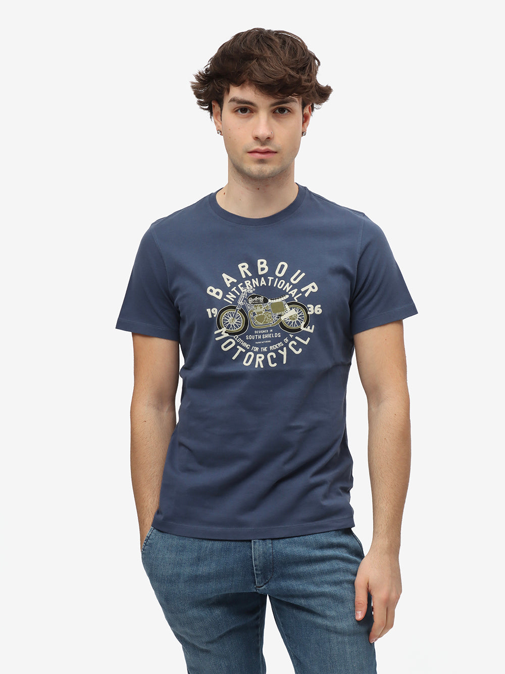 Barbour T-Shirt Uomo Spirit-Washed Cobalt